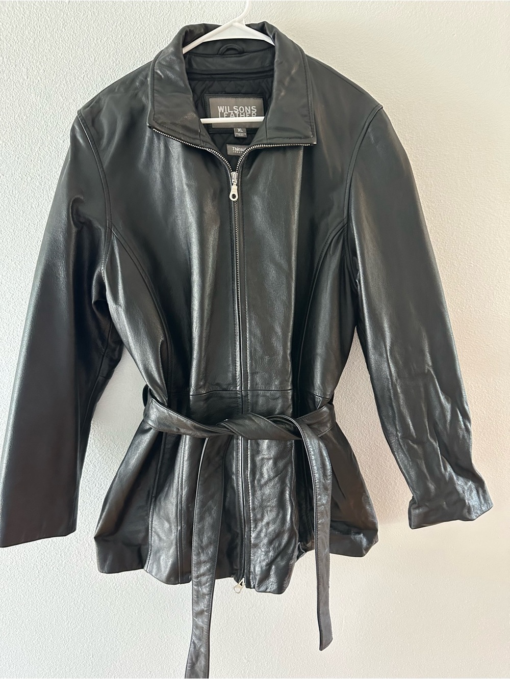 Wilsons Leather Black Belted Leather Jacket